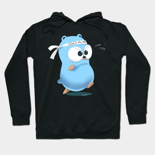 Golang Gopher Go Run Hoodie by clgtart